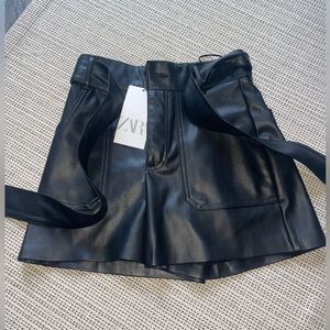 Zara leather tie shorts (size XS)